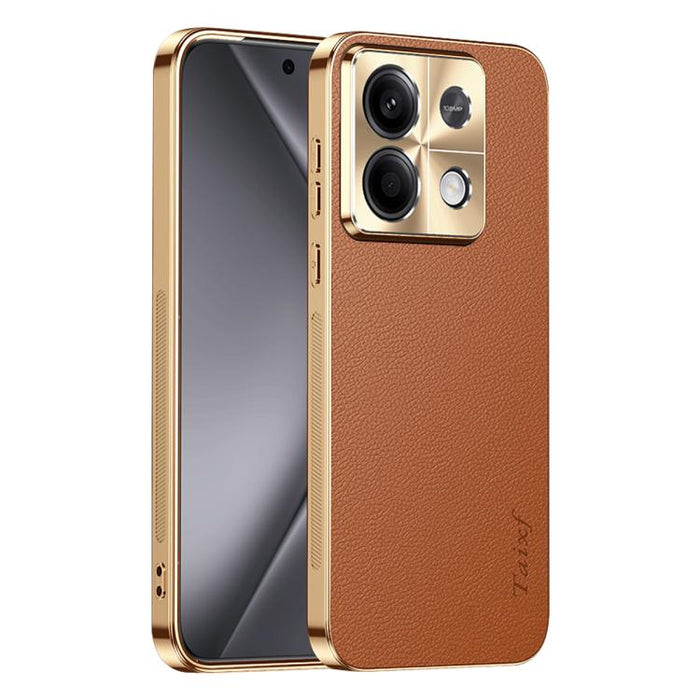 Funda para teléfono de PC + TPU con marco galvanizado y textura de lichi, de cuero vegano., For Redmi Turbo 4, For Redmi K80 Pro, For Redmi K80, For Redmi Note 14 5G, For Redmi Note 14 Pro+ 5G, For Redmi Note 14 Pro 5G, For Redmi K70 Ultra             ...