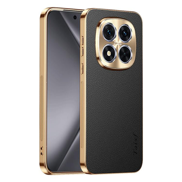 Funda para teléfono de PC + TPU con marco galvanizado y textura de lichi, de cuero vegano., For Redmi Turbo 4, For Redmi K80 Pro, For Redmi K80, For Redmi Note 14 5G, For Redmi Note 14 Pro+ 5G, For Redmi Note 14 Pro 5G, For Redmi K70 Ultra             ...
