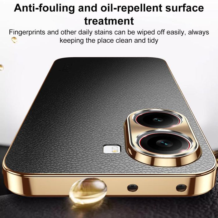 Funda para teléfono de PC + TPU con marco galvanizado y textura de lichi, de cuero vegano., For Redmi Turbo 4, For Redmi K80 Pro, For Redmi K80, For Redmi Note 14 5G, For Redmi Note 14 Pro+ 5G, For Redmi Note 14 Pro 5G, For Redmi K70 Ultra             ...