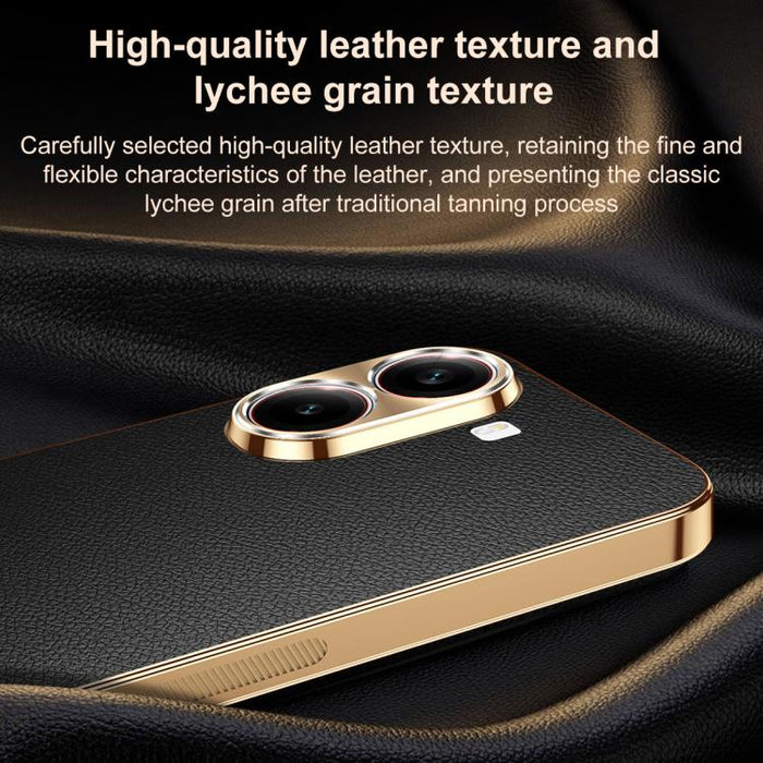 Funda para teléfono de PC + TPU con marco galvanizado y textura de lichi, de cuero vegano., For Redmi Turbo 4, For Redmi K80 Pro, For Redmi K80, For Redmi Note 14 5G, For Redmi Note 14 Pro+ 5G, For Redmi Note 14 Pro 5G, For Redmi K70 Ultra             ...