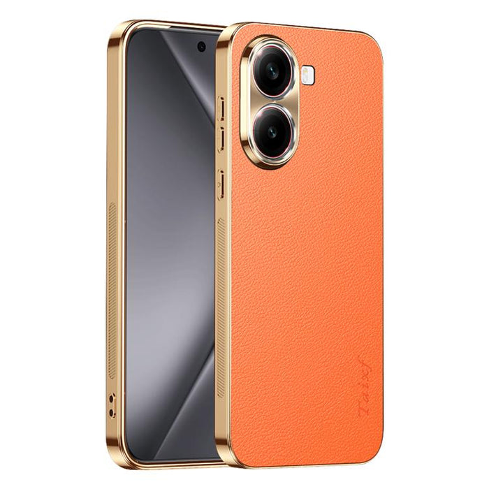 Funda para teléfono de PC + TPU con marco galvanizado y textura de lichi, de cuero vegano., For Redmi Turbo 4, For Redmi K80 Pro, For Redmi K80, For Redmi Note 14 5G, For Redmi Note 14 Pro+ 5G, For Redmi Note 14 Pro 5G, For Redmi K70 Ultra             ...