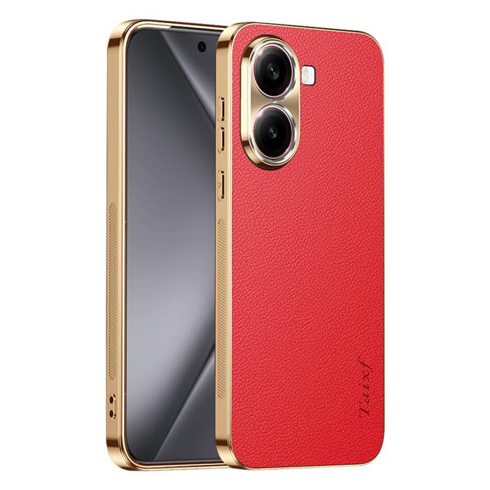 Funda para teléfono de PC + TPU con marco galvanizado y textura de lichi, de cuero vegano., For Redmi Turbo 4, For Redmi K80 Pro, For Redmi K80, For Redmi Note 14 5G, For Redmi Note 14 Pro+ 5G, For Redmi Note 14 Pro 5G, For Redmi K70 Ultra             ...