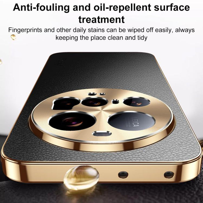 Funda para teléfono de PC + TPU con marco galvanizado y textura de lichi, de cuero vegano., For Xiaomi 15 Ultra