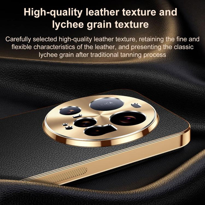 Funda para teléfono de PC + TPU con marco galvanizado y textura de lichi, de cuero vegano., For Xiaomi 15 Ultra