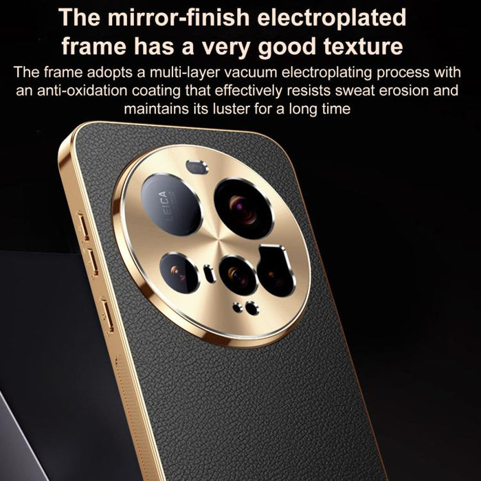 Funda para teléfono de PC + TPU con marco galvanizado y textura de lichi, de cuero vegano., For Xiaomi 15 Ultra