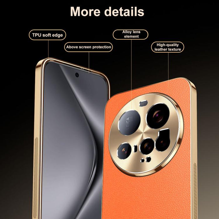 Funda para teléfono de PC + TPU con marco galvanizado y textura de lichi, de cuero vegano., For Xiaomi 15 Ultra