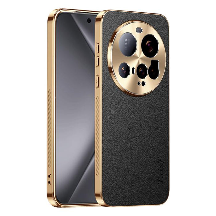 Funda para teléfono de PC + TPU con marco galvanizado y textura de lichi, de cuero vegano., For Xiaomi 15 Ultra