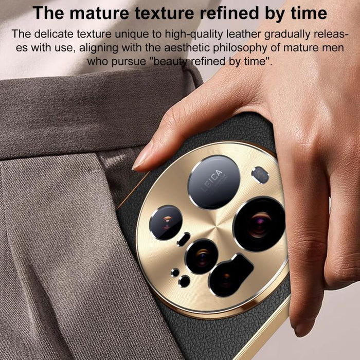 Funda para teléfono de PC + TPU con marco galvanizado y textura de lichi, de cuero vegano., For Xiaomi 15 Ultra