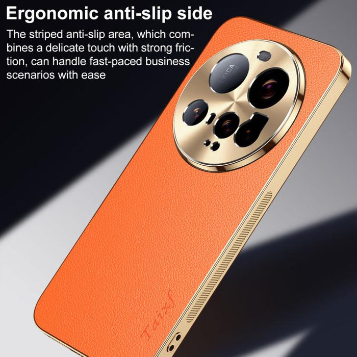 Funda para teléfono de PC + TPU con marco galvanizado y textura de lichi, de cuero vegano., For Xiaomi 15 Ultra