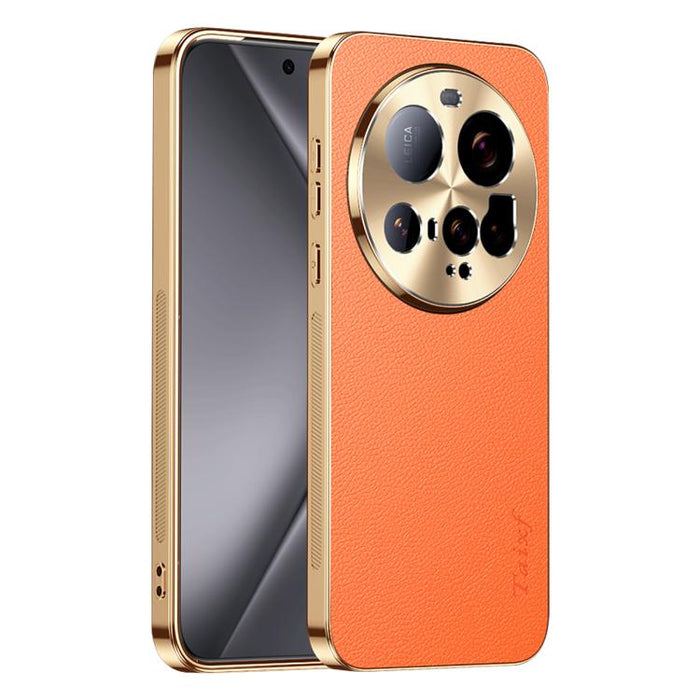 Funda para teléfono de PC + TPU con marco galvanizado y textura de lichi, de cuero vegano., For Xiaomi 15 Ultra