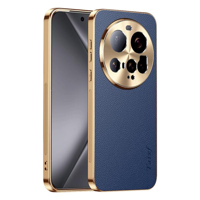 Funda para teléfono de PC + TPU con marco galvanizado y textura de lichi, de cuero vegano., For Xiaomi 15 Ultra