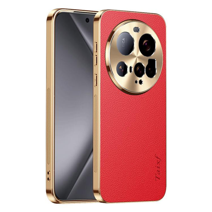 Funda para teléfono de PC + TPU con marco galvanizado y textura de lichi, de cuero vegano., For Xiaomi 15 Ultra