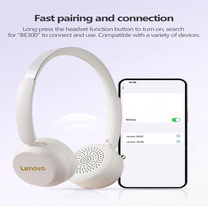 Auriculares Bluetooth Lenovo EB300 supraaurales con IA y reducción de ruido en llamadas., EB300