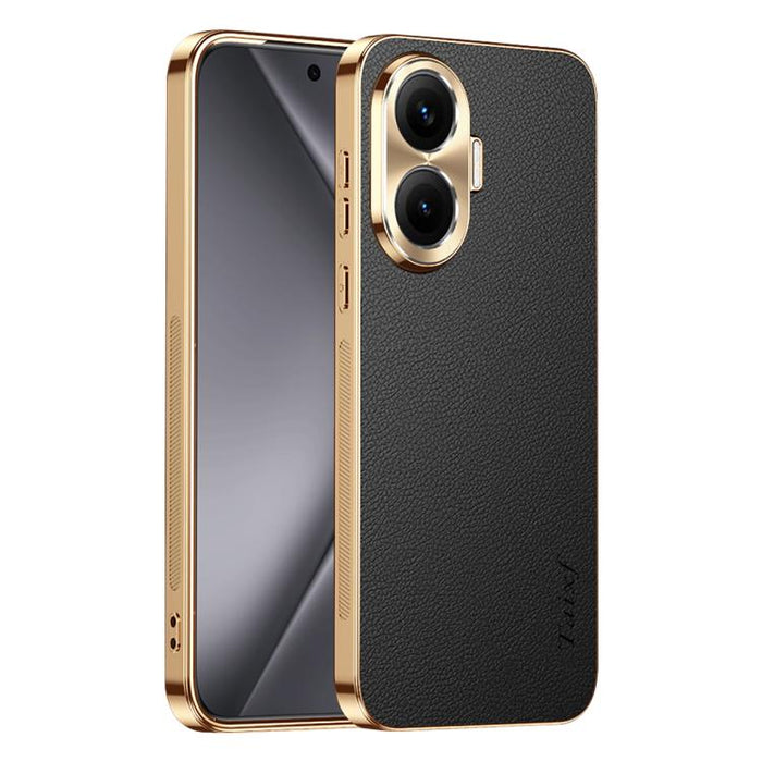 Funda para teléfono de PC + TPU con marco galvanizado y textura de lichi, de cuero vegano., For Redmi Turbo 5 Max, For Redmi Turbo 5, For Redmi K80 Ultra, For Redmi Turbo 4 Pro