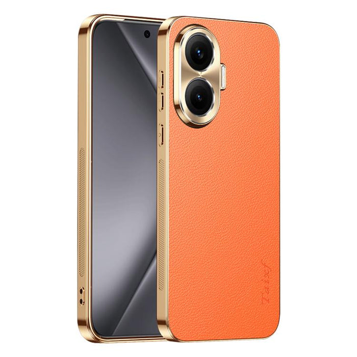 Funda para teléfono de PC + TPU con marco galvanizado y textura de lichi, de cuero vegano., For Redmi Turbo 5 Max, For Redmi Turbo 5, For Redmi K80 Ultra, For Redmi Turbo 4 Pro