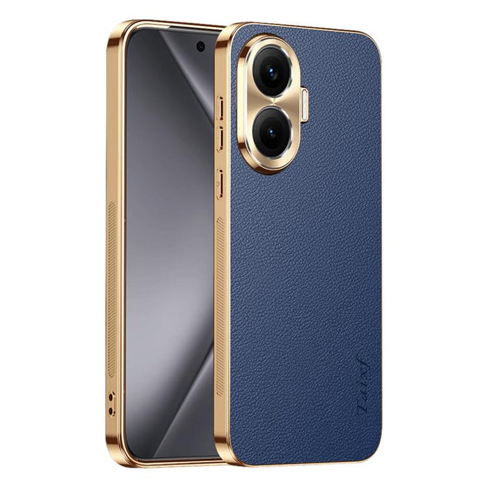 Funda para teléfono de PC + TPU con marco galvanizado y textura de lichi, de cuero vegano., For Redmi Turbo 5 Max, For Redmi Turbo 5, For Redmi K80 Ultra, For Redmi Turbo 4 Pro