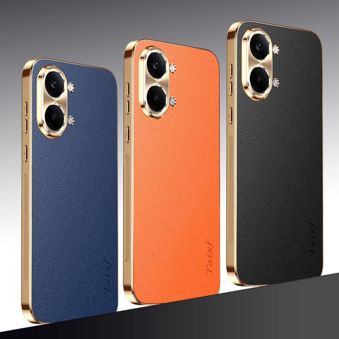 Funda para teléfono de PC + TPU con marco galvanizado y textura de lichi, de cuero vegano., For Redmi Turbo 5 Max, For Redmi Turbo 5, For Redmi K80 Ultra, For Redmi Turbo 4 Pro