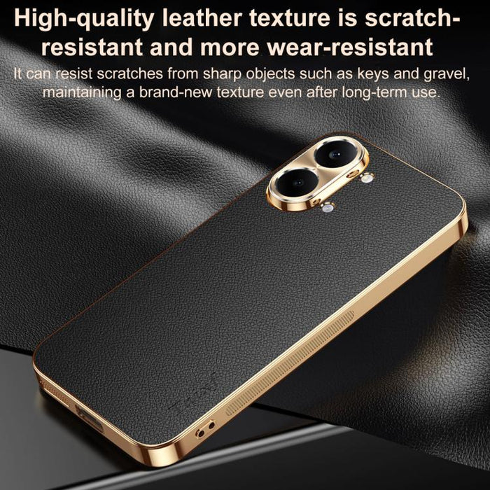 Funda para teléfono de PC + TPU con marco galvanizado y textura de lichi, de cuero vegano., For Redmi Turbo 5 Max, For Redmi Turbo 5, For Redmi K80 Ultra, For Redmi Turbo 4 Pro