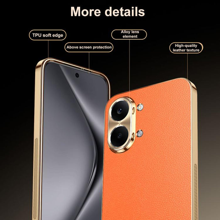 Funda para teléfono de PC + TPU con marco galvanizado y textura de lichi, de cuero vegano., For Redmi Turbo 5 Max, For Redmi Turbo 5, For Redmi K80 Ultra, For Redmi Turbo 4 Pro