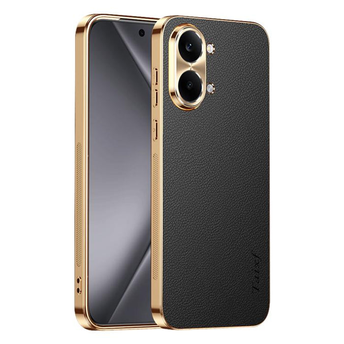 Funda para teléfono de PC + TPU con marco galvanizado y textura de lichi, de cuero vegano., For Redmi Turbo 5 Max, For Redmi Turbo 5, For Redmi K80 Ultra, For Redmi Turbo 4 Pro