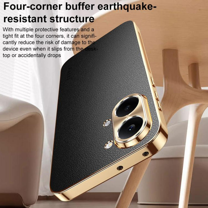 Funda para teléfono de PC + TPU con marco galvanizado y textura de lichi, de cuero vegano., For Redmi Turbo 5 Max, For Redmi Turbo 5, For Redmi K80 Ultra, For Redmi Turbo 4 Pro