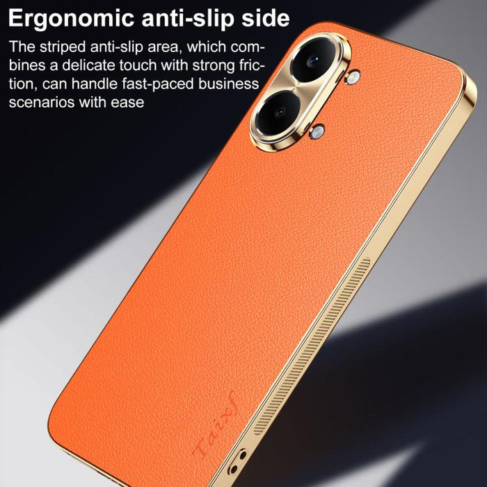 Funda para teléfono de PC + TPU con marco galvanizado y textura de lichi, de cuero vegano., For Redmi Turbo 5 Max, For Redmi Turbo 5, For Redmi K80 Ultra, For Redmi Turbo 4 Pro
