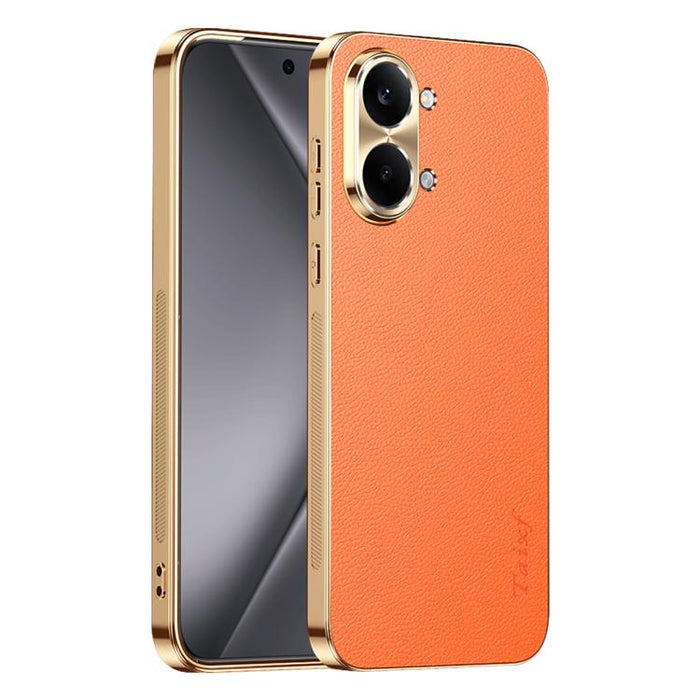 Funda para teléfono de PC + TPU con marco galvanizado y textura de lichi, de cuero vegano., For Redmi Turbo 5 Max, For Redmi Turbo 5, For Redmi K80 Ultra, For Redmi Turbo 4 Pro