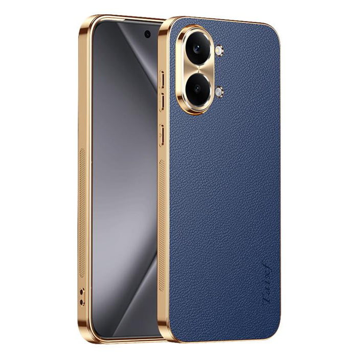 Funda para teléfono de PC + TPU con marco galvanizado y textura de lichi, de cuero vegano., For Redmi Turbo 5 Max, For Redmi Turbo 5, For Redmi K80 Ultra, For Redmi Turbo 4 Pro
