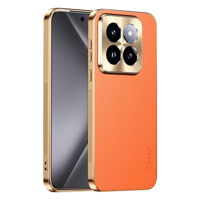 Funda para teléfono de PC + TPU con marco galvanizado y textura de lichi, de cuero vegano., For Xiaomi 17 Max, For Xiaomi 15 Pro, For Xiaomi 15, For Xiaomi 14 Pro, For Xiaomi 14