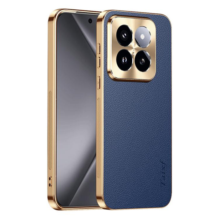 Funda para teléfono de PC + TPU con marco galvanizado y textura de lichi, de cuero vegano., For Xiaomi 17 Max, For Xiaomi 15 Pro, For Xiaomi 15, For Xiaomi 14 Pro, For Xiaomi 14