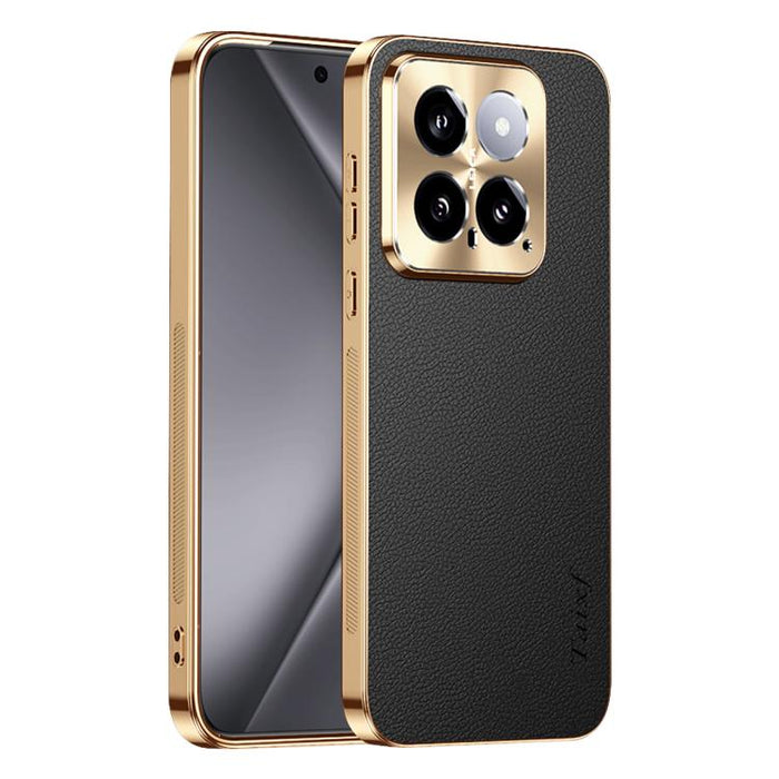 Funda para teléfono de PC + TPU con marco galvanizado y textura de lichi, de cuero vegano., For Xiaomi 17 Max, For Xiaomi 15 Pro, For Xiaomi 15, For Xiaomi 14 Pro, For Xiaomi 14