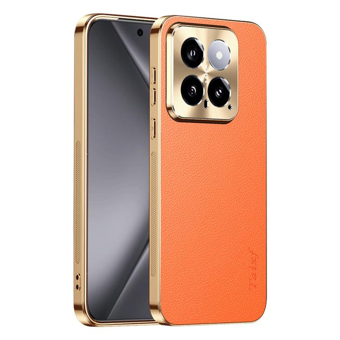 Funda para teléfono de PC + TPU con marco galvanizado y textura de lichi, de cuero vegano., For Xiaomi 17 Max, For Xiaomi 15 Pro, For Xiaomi 15, For Xiaomi 14 Pro, For Xiaomi 14