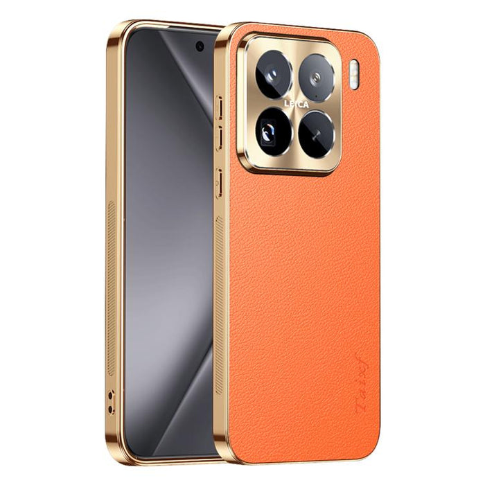 Funda para teléfono de PC + TPU con marco galvanizado y textura de lichi, de cuero vegano., For Xiaomi 17 Max, For Xiaomi 15 Pro, For Xiaomi 15, For Xiaomi 14 Pro, For Xiaomi 14