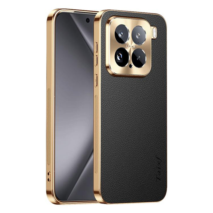 Funda para teléfono de PC + TPU con marco galvanizado y textura de lichi, de cuero vegano., For Xiaomi 17 Max, For Xiaomi 15 Pro, For Xiaomi 15, For Xiaomi 14 Pro, For Xiaomi 14