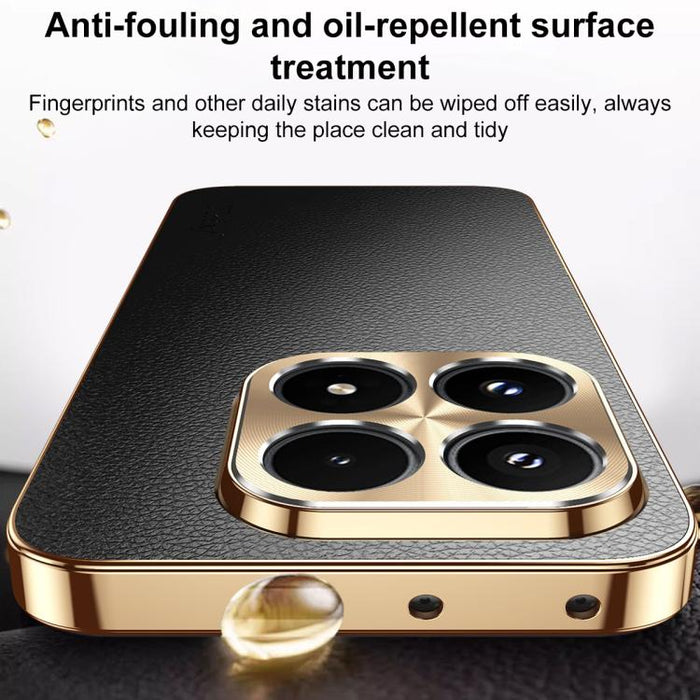 Funda para teléfono de PC + TPU con marco galvanizado y textura de lichi, de cuero vegano., For Xiaomi 17 Max, For Xiaomi 15 Pro, For Xiaomi 15, For Xiaomi 14 Pro, For Xiaomi 14