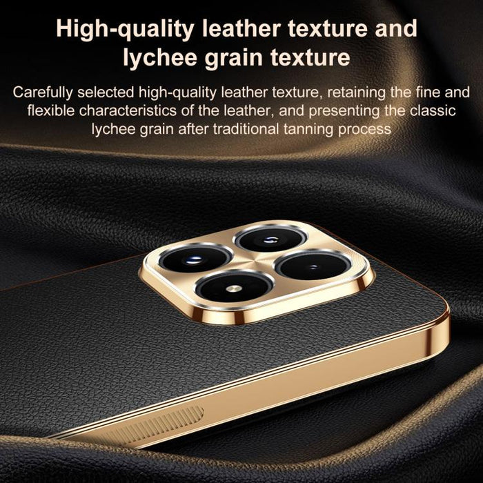 Funda para teléfono de PC + TPU con marco galvanizado y textura de lichi, de cuero vegano., For Xiaomi 17 Max, For Xiaomi 15 Pro, For Xiaomi 15, For Xiaomi 14 Pro, For Xiaomi 14