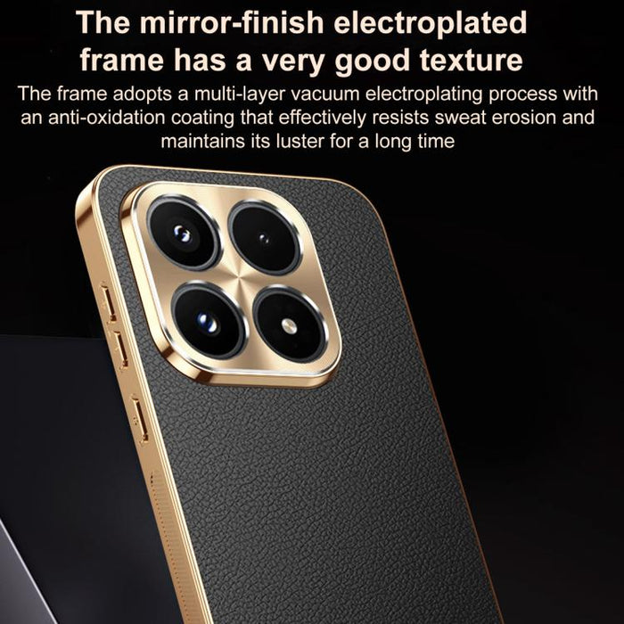 Funda para teléfono de PC + TPU con marco galvanizado y textura de lichi, de cuero vegano., For Xiaomi 17 Max, For Xiaomi 15 Pro, For Xiaomi 15, For Xiaomi 14 Pro, For Xiaomi 14