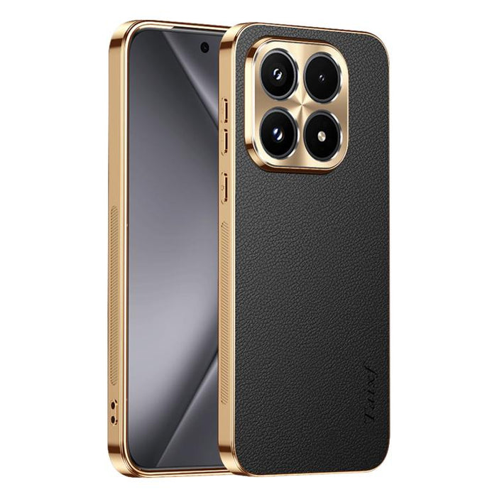 Funda para teléfono de PC + TPU con marco galvanizado y textura de lichi, de cuero vegano., For Xiaomi 17 Max, For Xiaomi 15 Pro, For Xiaomi 15, For Xiaomi 14 Pro, For Xiaomi 14