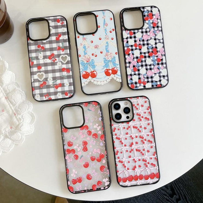 Funda para teléfono de TPU acrílico con estampado de cuadros cereza, For iPhone 12, For iPhone 12 Pro Max, For iPhone 12 Pro, For iPhone 11