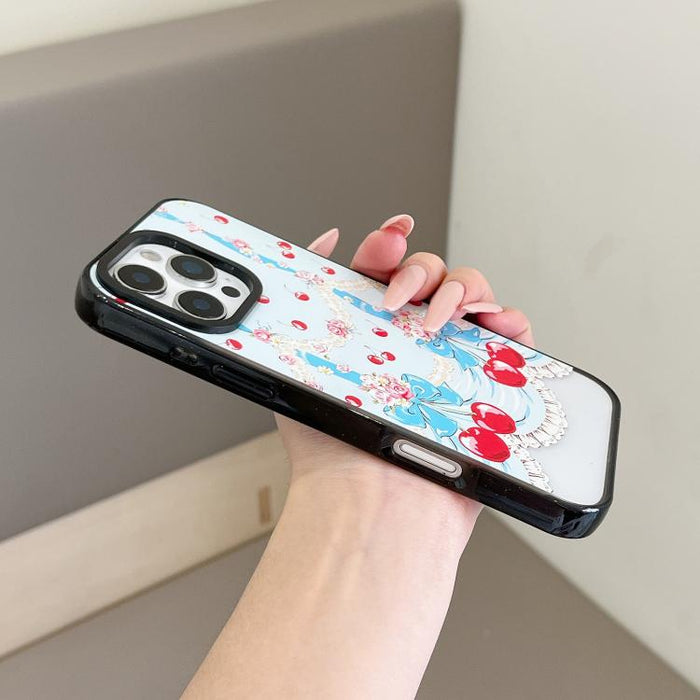 Funda para teléfono de TPU acrílico con estampado de cuadros cereza, For iPhone 12, For iPhone 12 Pro Max, For iPhone 12 Pro, For iPhone 11