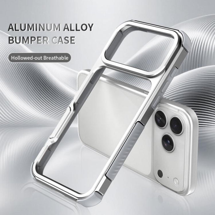 Funda para teléfono a prueba de golpes con marco de aleación de aluminio y bolsa de aire hueca de TPU, con orificios para cordón., For iPhone 17 Pro Max, For iPhone 17 Pro