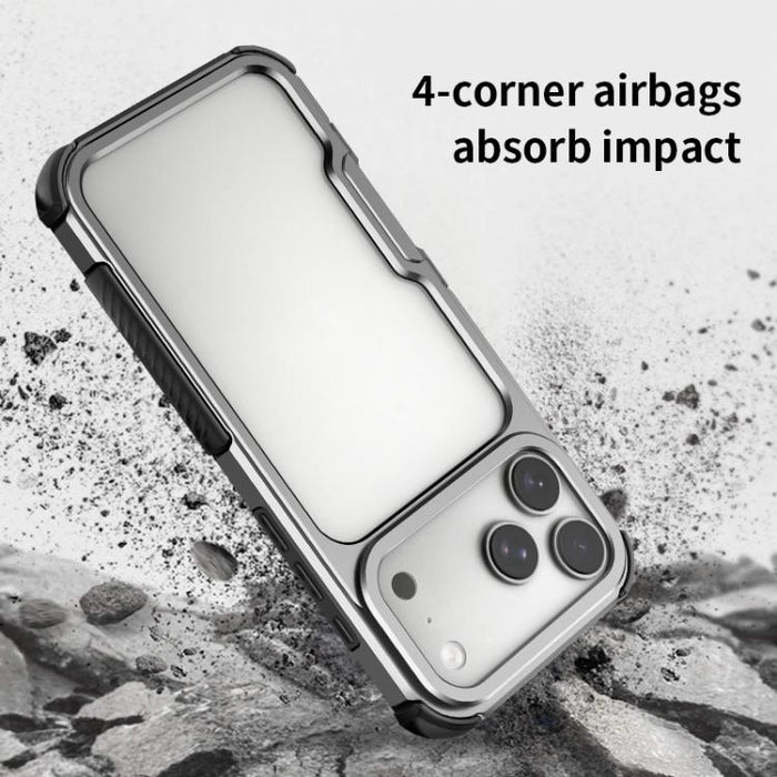 Funda para teléfono a prueba de golpes con marco de aleación de aluminio y bolsa de aire hueca de TPU, con orificios para cordón., For iPhone 17 Pro Max, For iPhone 17 Pro