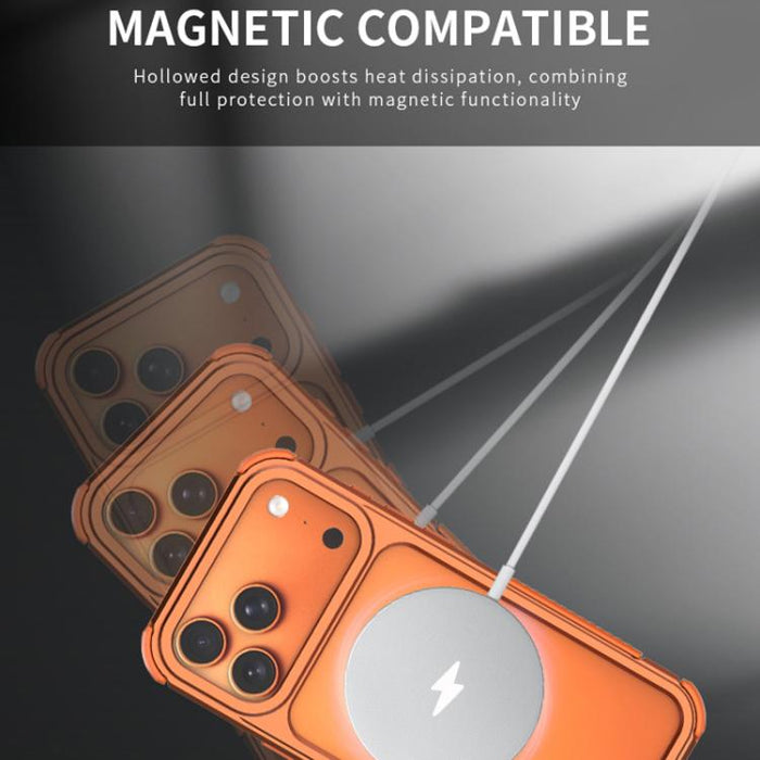 Funda para teléfono a prueba de golpes con marco de aleación de aluminio y bolsa de aire hueca de TPU, con orificios para cordón., For iPhone 17 Pro Max, For iPhone 17 Pro