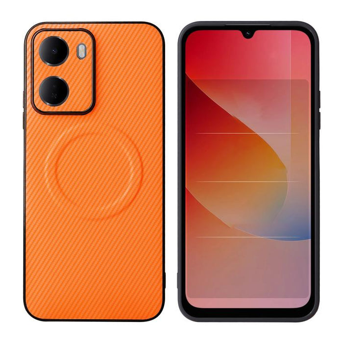 Funda para teléfono de cuero vegano con textura de fibra de carbono y recortes precisos, For Redmi 15a 5G / R70 5G / R70m 5G