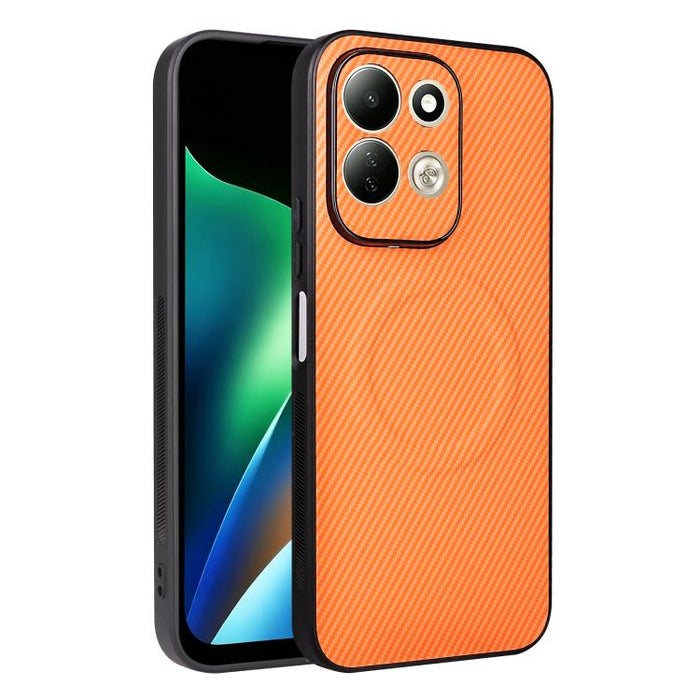 Funda para teléfono de cuero vegano con textura de fibra de carbono y recortes precisos, For Redmi 15a 5G / R70 5G / R70m 5G