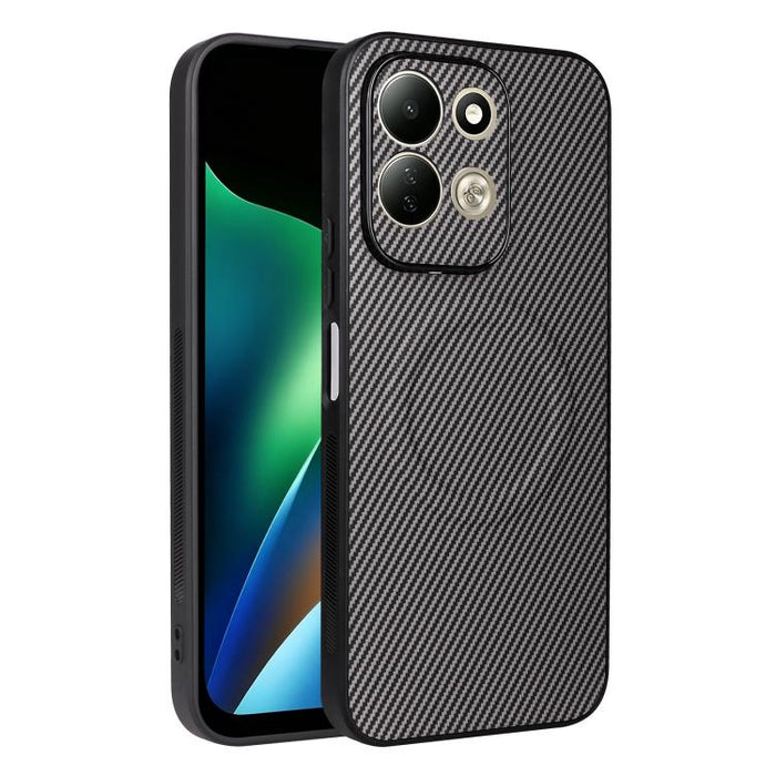 Funda para teléfono de cuero vegano con textura de fibra de carbono y recortes precisos, For Redmi 15a 5G / R70 5G / R70m 5G