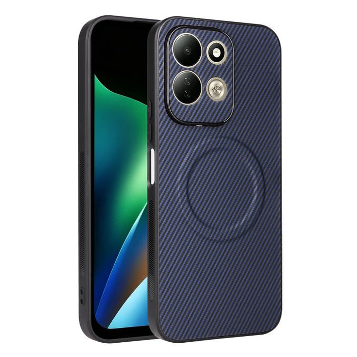 Funda para teléfono de cuero vegano con textura de fibra de carbono y recortes precisos, For Redmi 15a 5G / R70 5G / R70m 5G