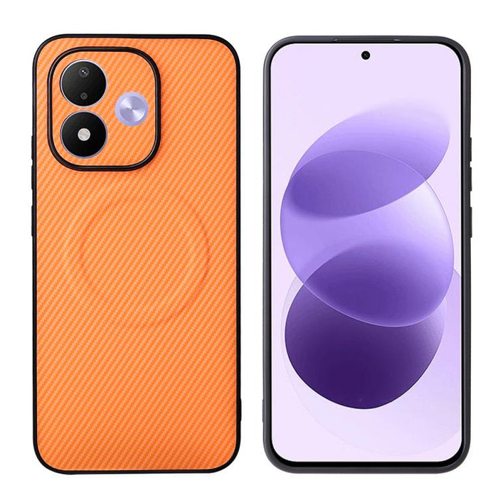 Funda para teléfono de cuero vegano con textura de fibra de carbono y recortes precisos, For Redmi 15a 5G / R70 5G / R70m 5G
