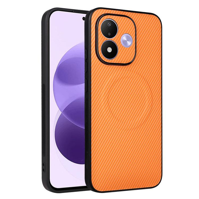 Funda para teléfono de cuero vegano con textura de fibra de carbono y recortes precisos, For Redmi 15a 5G / R70 5G / R70m 5G