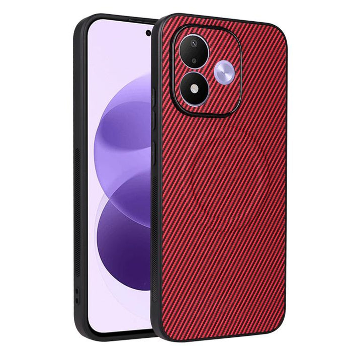 Funda para teléfono de cuero vegano con textura de fibra de carbono y recortes precisos, For Redmi 15a 5G / R70 5G / R70m 5G